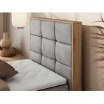 Łóżko kontynentalne - ALBERO 1 90x200 - H4 - jasnoszary, welwet - strona prawa - topper T25