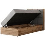 Łóżko kontynentalne - ALBERO 1 90x200 - H4 - jasnoszary, welwet - strona prawa - topper T25