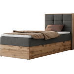 Łóżko kontynentalne - ALBERO 1 90x200 - H4 - ciemnoszary, welwet - strona prawa - topper T25