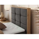 Łóżko kontynentalne - ALBERO 1 90x200 - H4 - ciemnoszary, welwet - strona prawa - topper T25