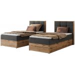 Łóżko kontynentalne - ALBERO 1 90x200 - H4 - ciemnoszary, welwet - strona prawa - topper T25