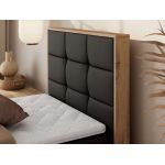 Łóżko kontynentalne - ALBERO 1 90x200 - H4 - czarny, ekoskóra - strona prawa - topper T25