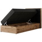 Łóżko kontynentalne - ALBERO 1 90x200 - H4 - czarny, ekoskóra - strona prawa - topper T25