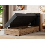 Łóżko kontynentalne - ALBERO 1 90x200 - H4 - ciemnoszary, ekoskóra - strona prawa - topper T25