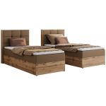 Łóżko kontynentalne - ALBERO 1 90x200 - H4 - brązowy, ekoskóra - strona prawa - topper T25