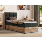 Łóżko kontynentalne - ALBERO 1 90x200 - H3 - ciemnoszary, struktura - strona lewa - topper Visco