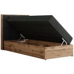 Łóżko kontynentalne - ALBERO 1 90x200 - H3 - ciemnoszary, struktura - strona lewa - topper Visco