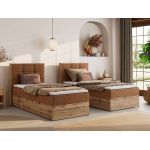 Łóżko kontynentalne - ALBERO 1 90x200 - H3 - pomarańczowy, struktura - strona lewa - topper Visco