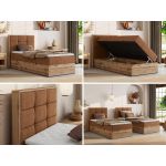 Łóżko kontynentalne - ALBERO 1 90x200 - H3 - pomarańczowy, struktura - strona lewa - topper Visco