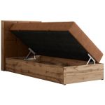 Łóżko kontynentalne - ALBERO 1 90x200 - H3 - pomarańczowy, struktura - strona lewa - topper Visco