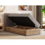 Łóżko kontynentalne - ALBERO 1 90x200 - H3 - beżowy, struktura - strona lewa - topper Visco