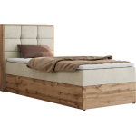 Łóżko kontynentalne - ALBERO 1 90x200 - H3 - beżowy, welwet - strona lewa - topper Visco