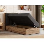 Łóżko kontynentalne - ALBERO 1 90x200 - H3 - ciemnoszary, welwet - strona lewa - topper Visco