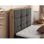 Łóżko kontynentalne - ALBERO 1 90x200 - H3 - ciemnoszary, welwet - strona lewa - topper Visco