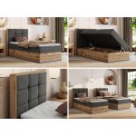 Łóżko kontynentalne - ALBERO 1 90x200 - H3 - ciemnoszary, welwet - strona lewa - topper Visco