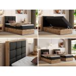 Łóżko kontynentalne - ALBERO 1 90x200 - H3 - czarny, ekoskóra - strona lewa - topper Visco