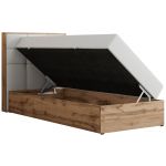 Łóżko kontynentalne - ALBERO 1 90x200 - H3 - biały, ekoskóra - strona lewa - topper Visco