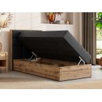 Łóżko kontynentalne - ALBERO 1 90x200 - H3 - ciemnoszary, ekoskóra - strona lewa - topper Visco