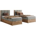 Łóżko kontynentalne - ALBERO 1 90x200 - H4 - jasnoszary, struktura - strona lewa - topper Visco