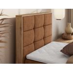 Łóżko kontynentalne - ALBERO 1 90x200 - H4 - pomarańczowy, struktura - strona lewa - topper Visco