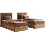 Łóżko kontynentalne - ALBERO 1 90x200 - H4 - pomarańczowy, struktura - strona lewa - topper Visco