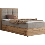 Łóżko kontynentalne - ALBERO 1 90x200 - H4 - beżowy, struktura - strona lewa - topper Visco