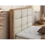 Łóżko kontynentalne - ALBERO 1 90x200 - H4 - beżowy, welwet - strona lewa - topper Visco