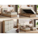 Łóżko kontynentalne - ALBERO 1 90x200 - H4 - beżowy, welwet - strona lewa - topper Visco