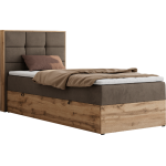 Łóżko kontynentalne - ALBERO 1 90x200 - H4 - brązowy, welwet - strona lewa - topper Visco