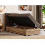 Łóżko kontynentalne - ALBERO 1 90x200 - H4 - brązowy, welwet - strona lewa - topper Visco