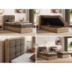 Łóżko kontynentalne - ALBERO 1 90x200 - H4 - brązowy, welwet - strona lewa - topper Visco