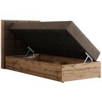 Łóżko kontynentalne - ALBERO 1 90x200 - H4 - brązowy, welwet - strona lewa - topper Visco