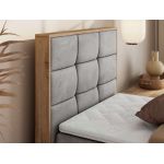 Łóżko kontynentalne - ALBERO 1 90x200 - H4 - jasnoszary, welwet - strona lewa - topper Visco