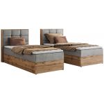 Łóżko kontynentalne - ALBERO 1 90x200 - H4 - jasnoszary, welwet - strona lewa - topper Visco