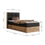 Łóżko kontynentalne - ALBERO 1 90x200 - H4 - czarny, ekoskóra - strona lewa - topper Visco