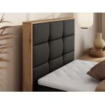 Łóżko kontynentalne - ALBERO 1 90x200 - H4 - czarny, ekoskóra - strona lewa - topper Visco