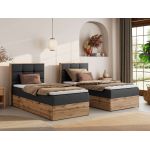 Łóżko kontynentalne - ALBERO 1 90x200 - H4 - ciemnoszary, ekoskóra - strona lewa - topper Visco