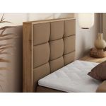 Łóżko kontynentalne - ALBERO 1 90x200 - H4 - brązowy, ekoskóra - strona lewa - topper Visco