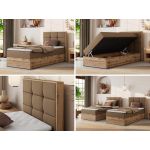 Łóżko kontynentalne - ALBERO 1 90x200 - H4 - brązowy, ekoskóra - strona lewa - topper Visco