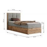 Łóżko kontynentalne - ALBERO 1 90x200 - H3 - jasnoszary, struktura - strona prawa - topper Visco