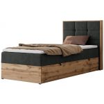 Łóżko kontynentalne - ALBERO 1 90x200 - H3 - ciemnoszary, struktura - strona prawa - topper Visco