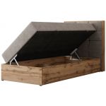 Łóżko kontynentalne - ALBERO 1 90x200 - H3 - beżowy, struktura - strona prawa - topper Visco