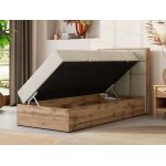 Łóżko kontynentalne - ALBERO 1 90x200 - H3 - beżowy, welwet - strona prawa - topper Visco