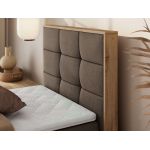 Łóżko kontynentalne - ALBERO 1 90x200 - H3 - brązowy, welwet - strona prawa - topper Visco