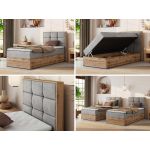 Łóżko kontynentalne - ALBERO 1 90x200 - H3 - jasnoszary, welwet - strona prawa - topper Visco