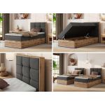 Łóżko kontynentalne - ALBERO 1 90x200 - H3 - ciemnoszary, welwet - strona prawa - topper Visco