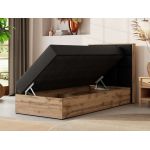 Łóżko kontynentalne - ALBERO 1 90x200 - H3 - czarny, ekoskóra - strona prawa - topper Visco