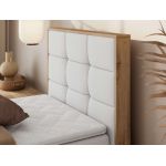 Łóżko kontynentalne - ALBERO 1 90x200 - H3 - biały, ekoskóra - strona prawa - topper Visco