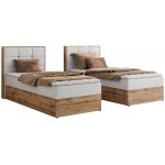 Łóżko kontynentalne - ALBERO 1 90x200 - H3 - biały, ekoskóra - strona prawa - topper Visco