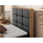 Łóżko kontynentalne - ALBERO 1 90x200 - H3 - ciemnoszary, ekoskóra - strona prawa - topper Visco